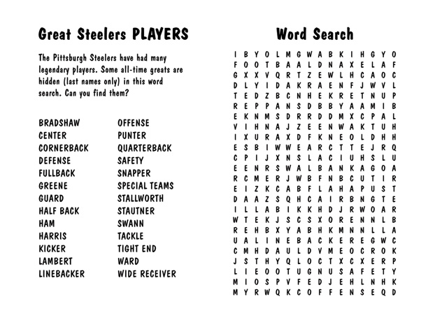 Steelers Schedule Printable - Printable Word Searches